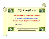 Click to enlarge image(s) 1.12 Golf Instruction Gift Certificate - for Online Training